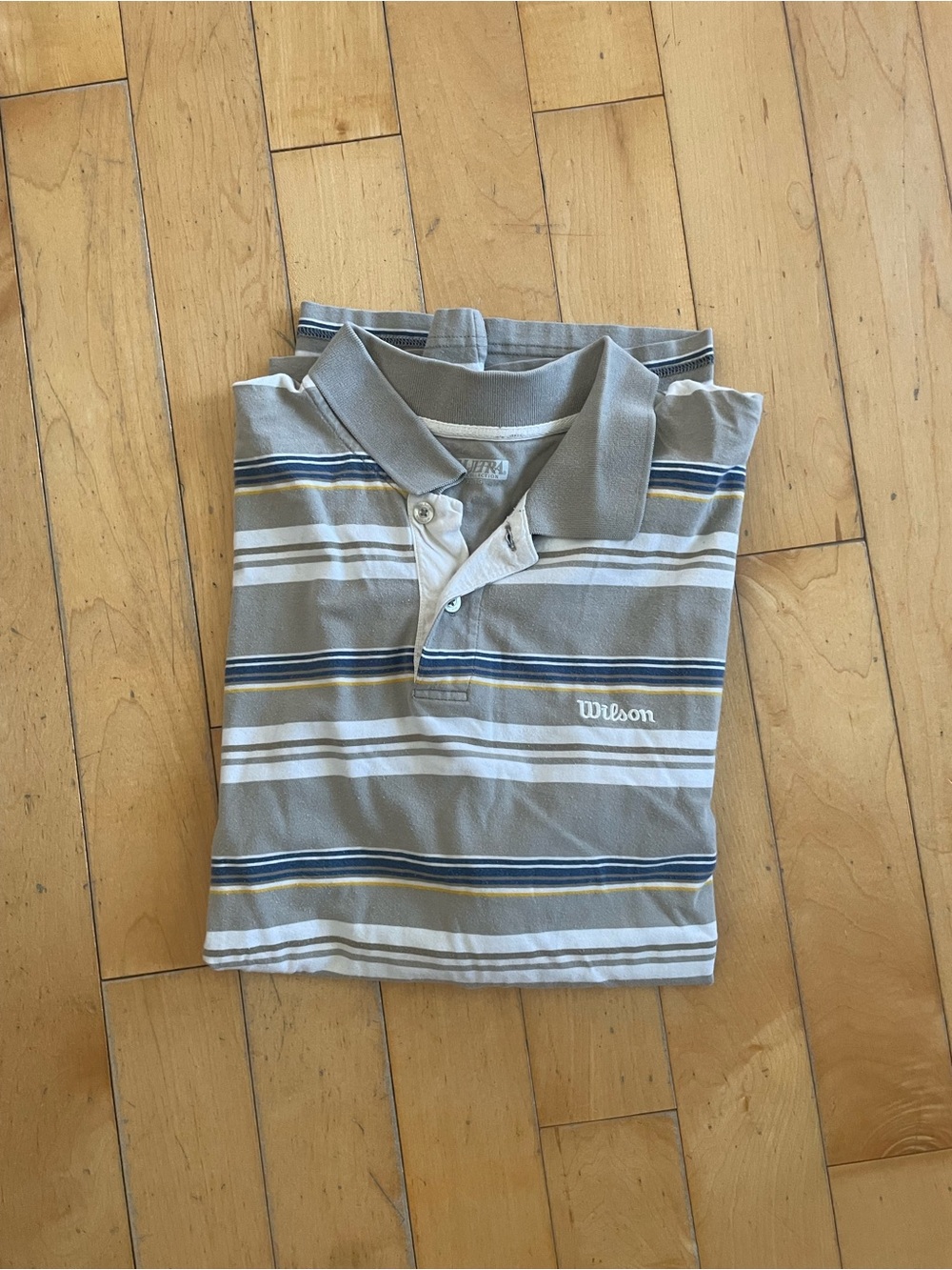 Wilson Striped Polo Shirt in Gray, Navy & White